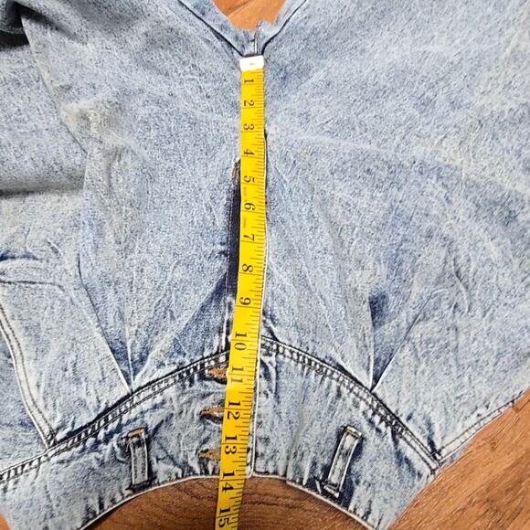 Vintage Acid Wash Denim Shorts Pleated High Waist Womens 12 Juniors 13/14 - Picture 11 of 15